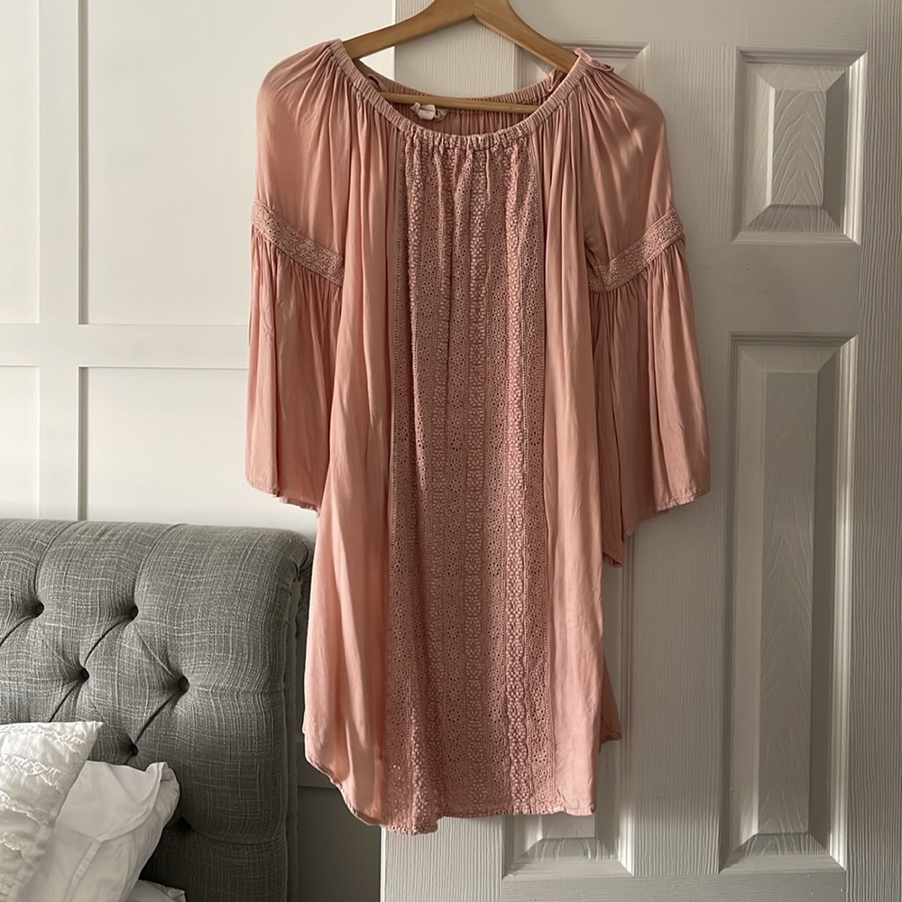 Beach coverup boho style in blush pink size S